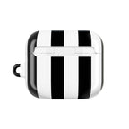Newcastle Utd FC black and white striped AirPods protective case with glossy finish and shock-resistant design