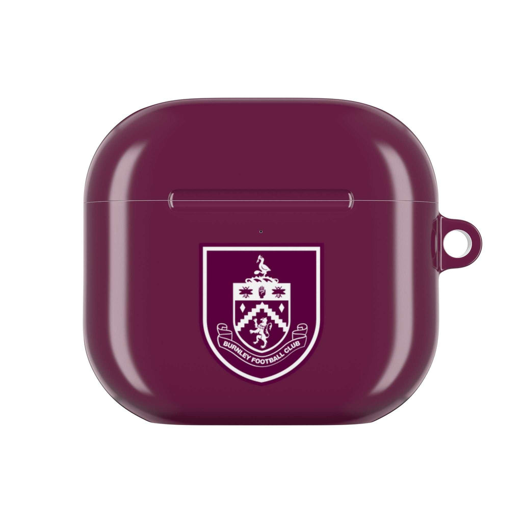 Burnley FC AirPods protective case in claret with club crest, durable and wireless charging compatible