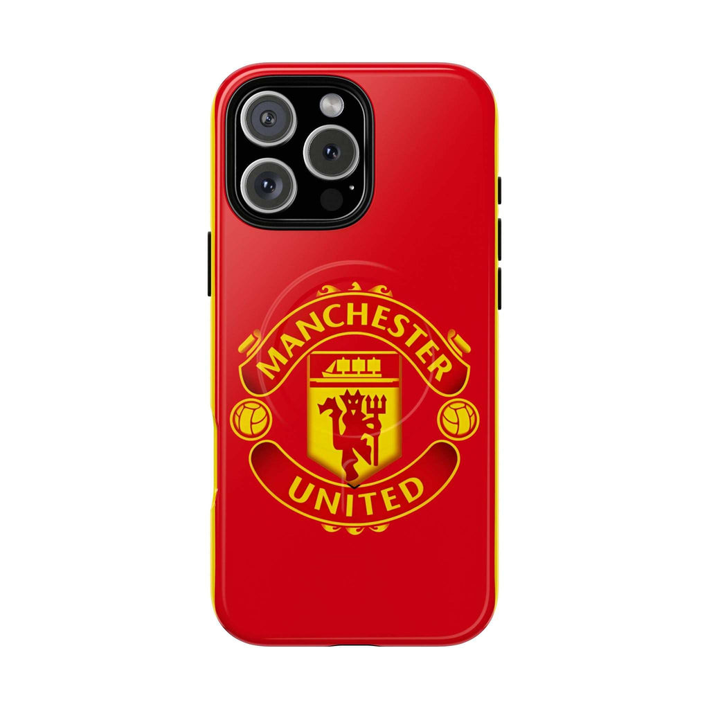 Red Manchester United MagSafe iPhone case with club crest and dual layer protection