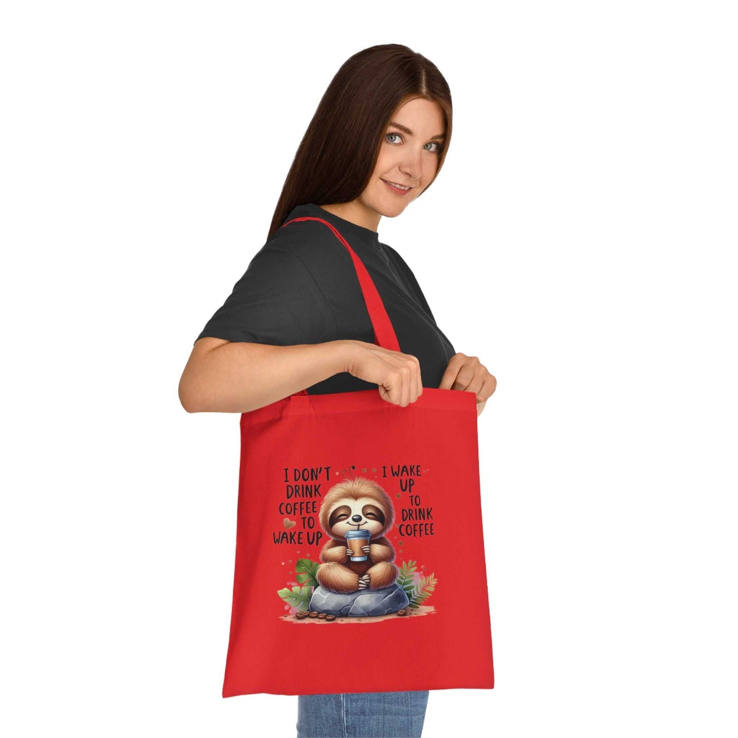 Cotton tote with cute sloth design, perfect for sloth lovers; vibrant, playful, and durable for daily use.