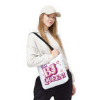 BJ Queen Tote Bag with cheeky design, durable spun polyester, multiple sizes and handle colors, perfect for daily use