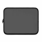 Gunmetal grey neoprene laptop sleeve with soft foam lining, dual zipper, lightweight and waterproof design.