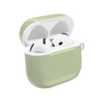 Sage green hard shell AirPods protective case for AirPods and AirPods Pro with glossy finish and wireless charging compatibility
