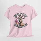 Black Throat Goat T-Shirt with bold graphic design, 100% cotton, comfortable fit