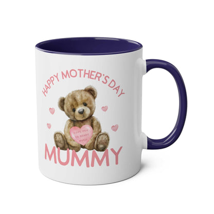 Cute Bear Mother's Day mug with heart design; perfect daughter gift; ceramic 11oz; dishwasher safe.