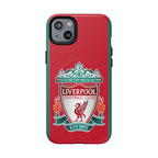Liverpool FC MagSafe iPhone case in red with official-inspired crest and dual-layer protective design