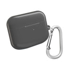 Gunmetal grey hard shell AirPods protective case with carabiner clip and glossy finish