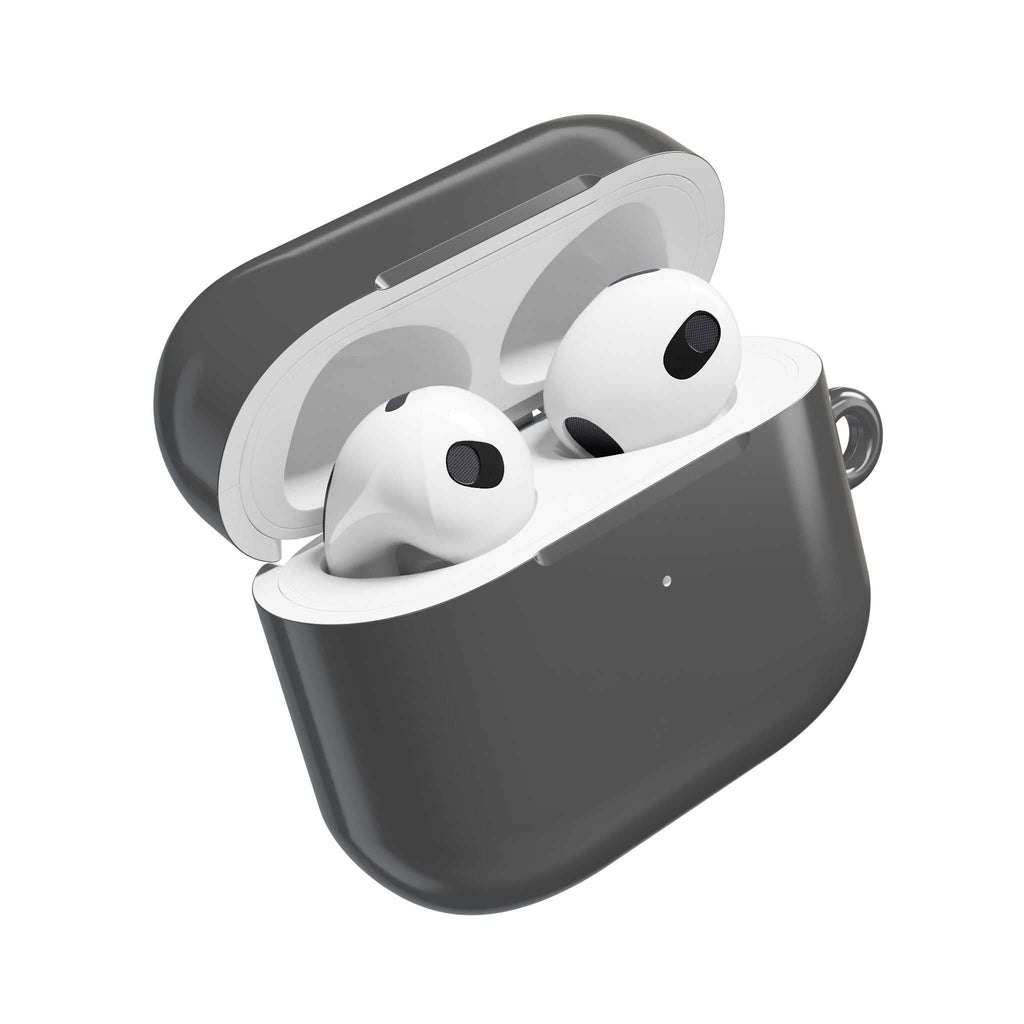Gunmetal grey hard shell AirPods protective case for AirPods and AirPods Pro with durable, slim, glossy finish and wireless charging compatibility