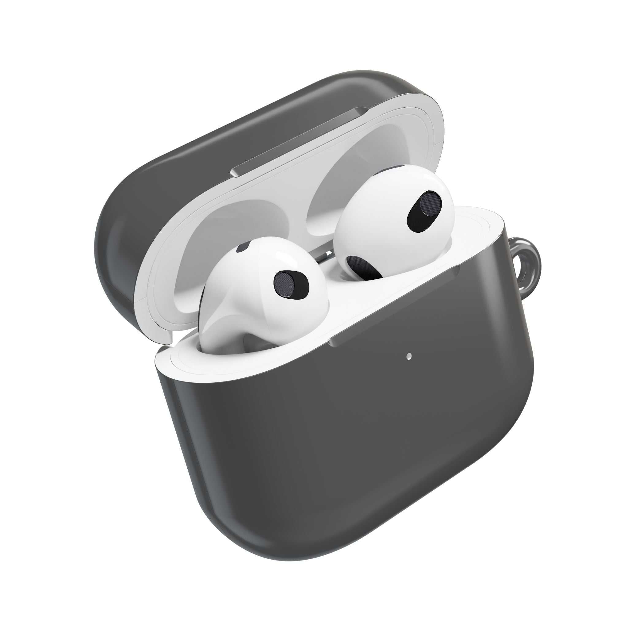 Gunmetal grey hard shell AirPods protective case for AirPods and AirPods Pro with durable, slim, glossy finish and wireless charging compatibility