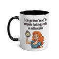 Cheeky rude ceramic two tone mug with glossy finish and playful attitude