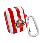 Sunderland FC AirPods protective case with red and white stripes and club crest, durable and wireless charging compatible