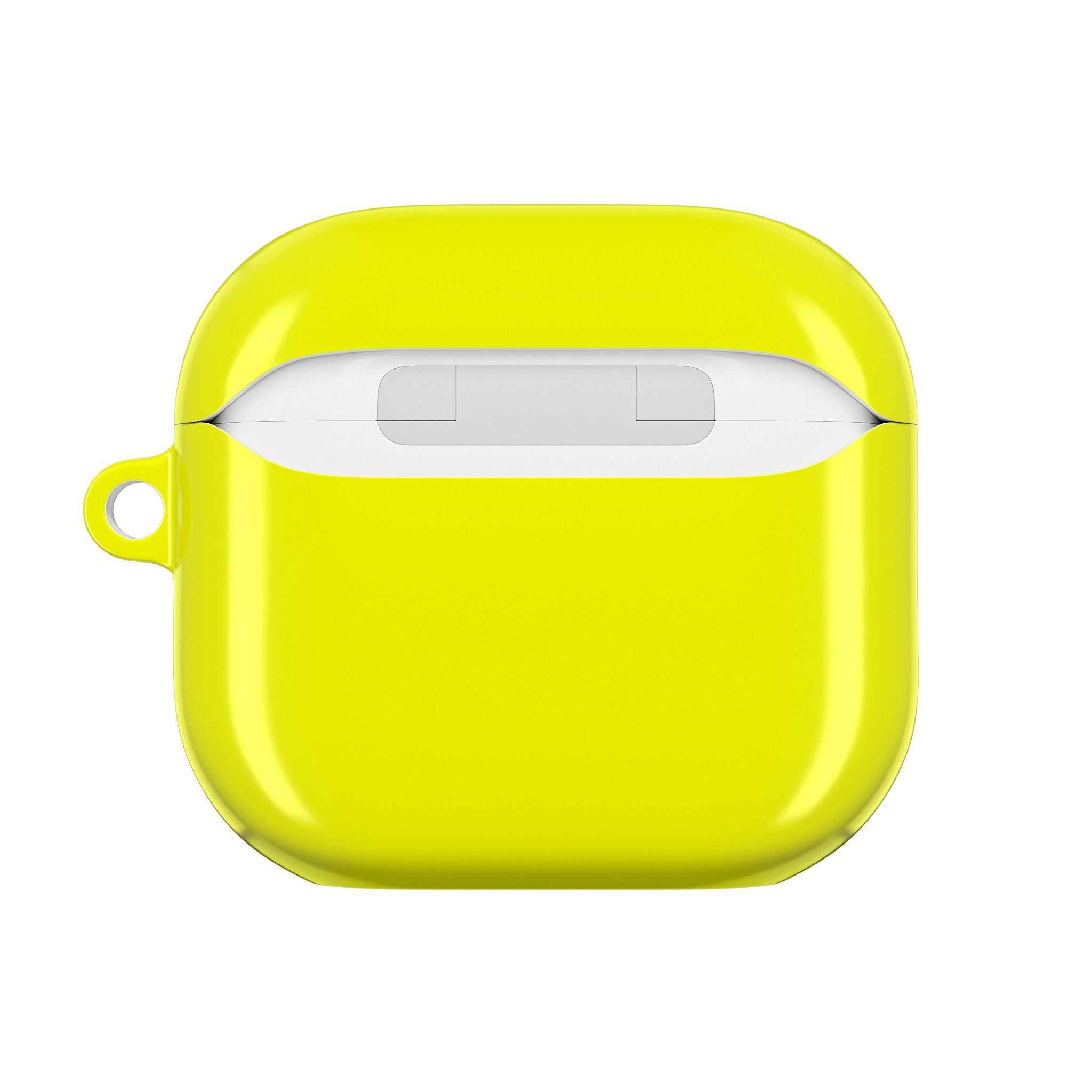 Yellow hard shell protective case for AirPods and AirPods Pro with glossy finish and wireless charging compatibility