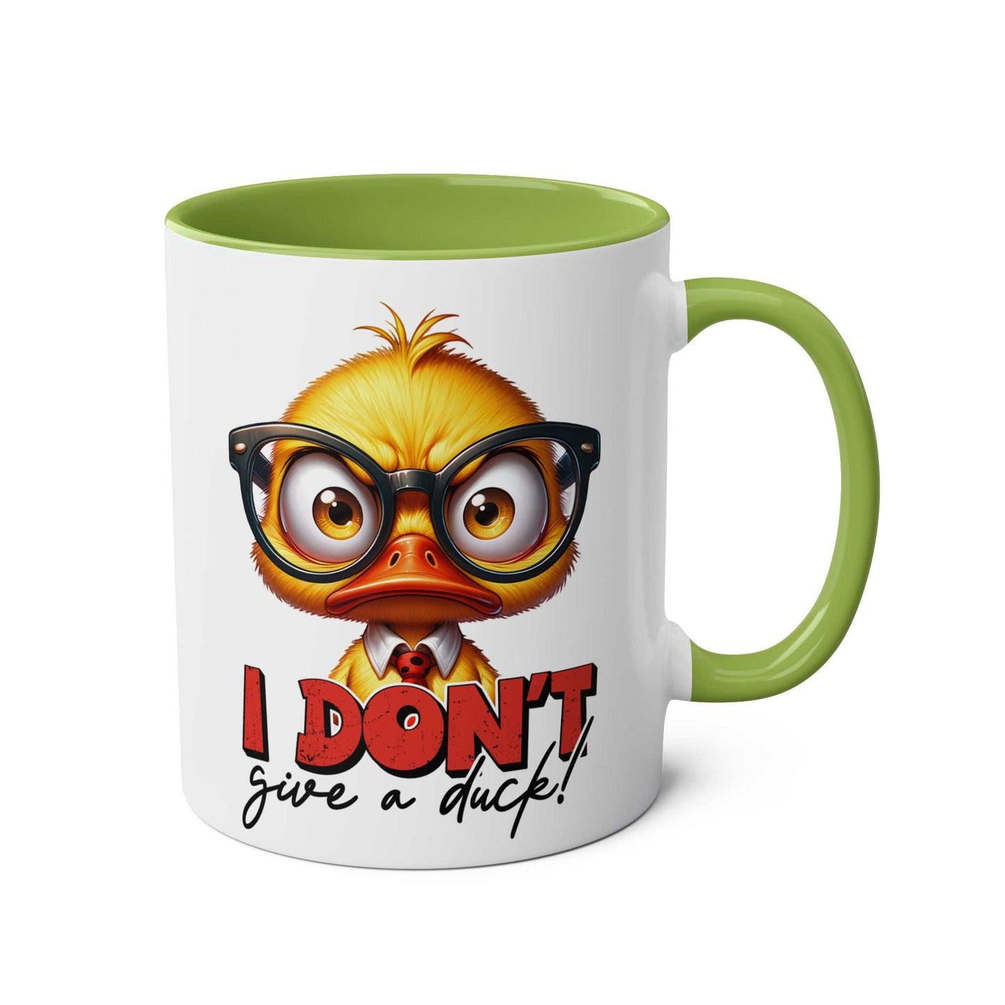 I Dont Give A Duck Coffee Mug with playful duck design, 11oz ceramic, glossy finish.