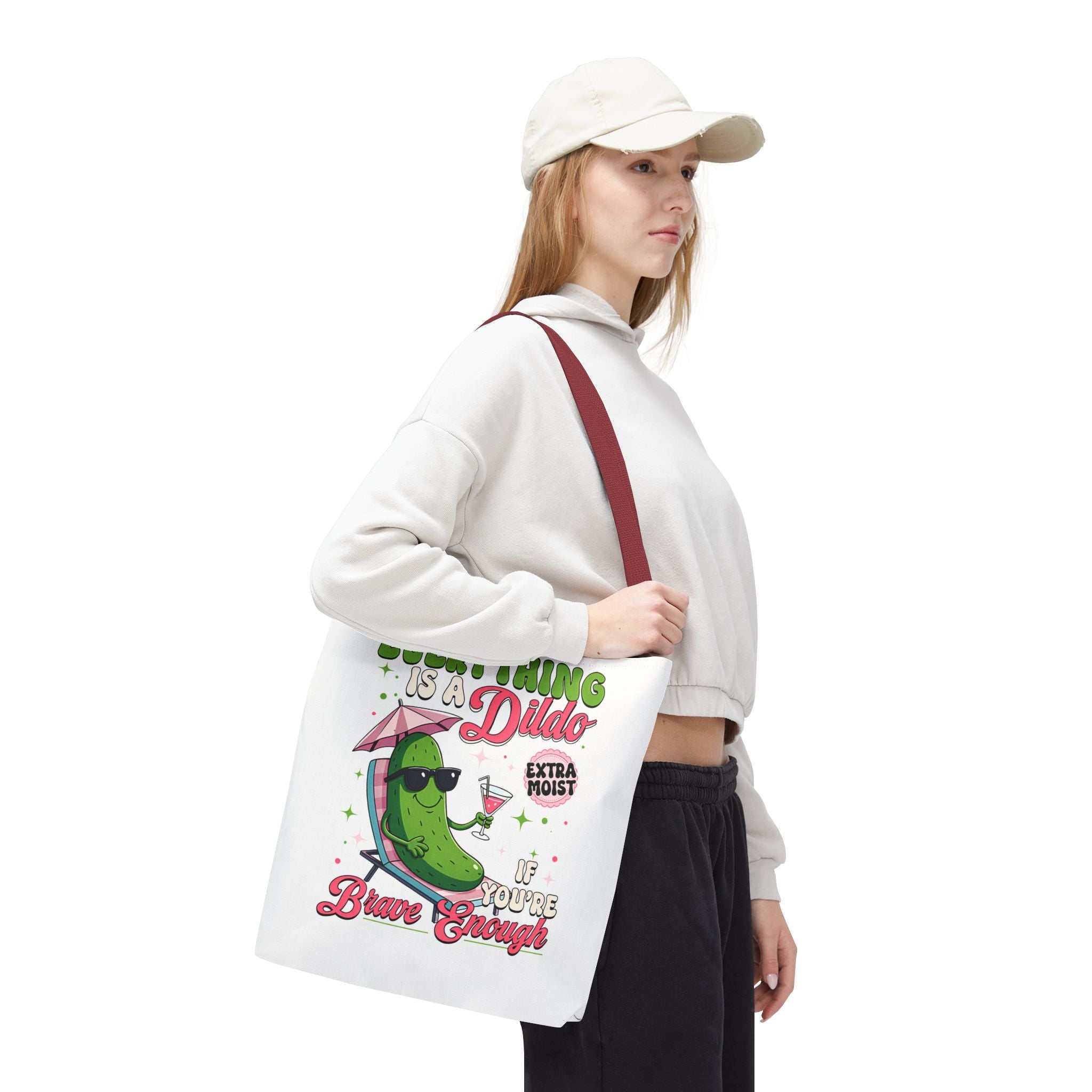 Cheeky Quote Pickle Tote Bag with bold design and colorful handles for daily use