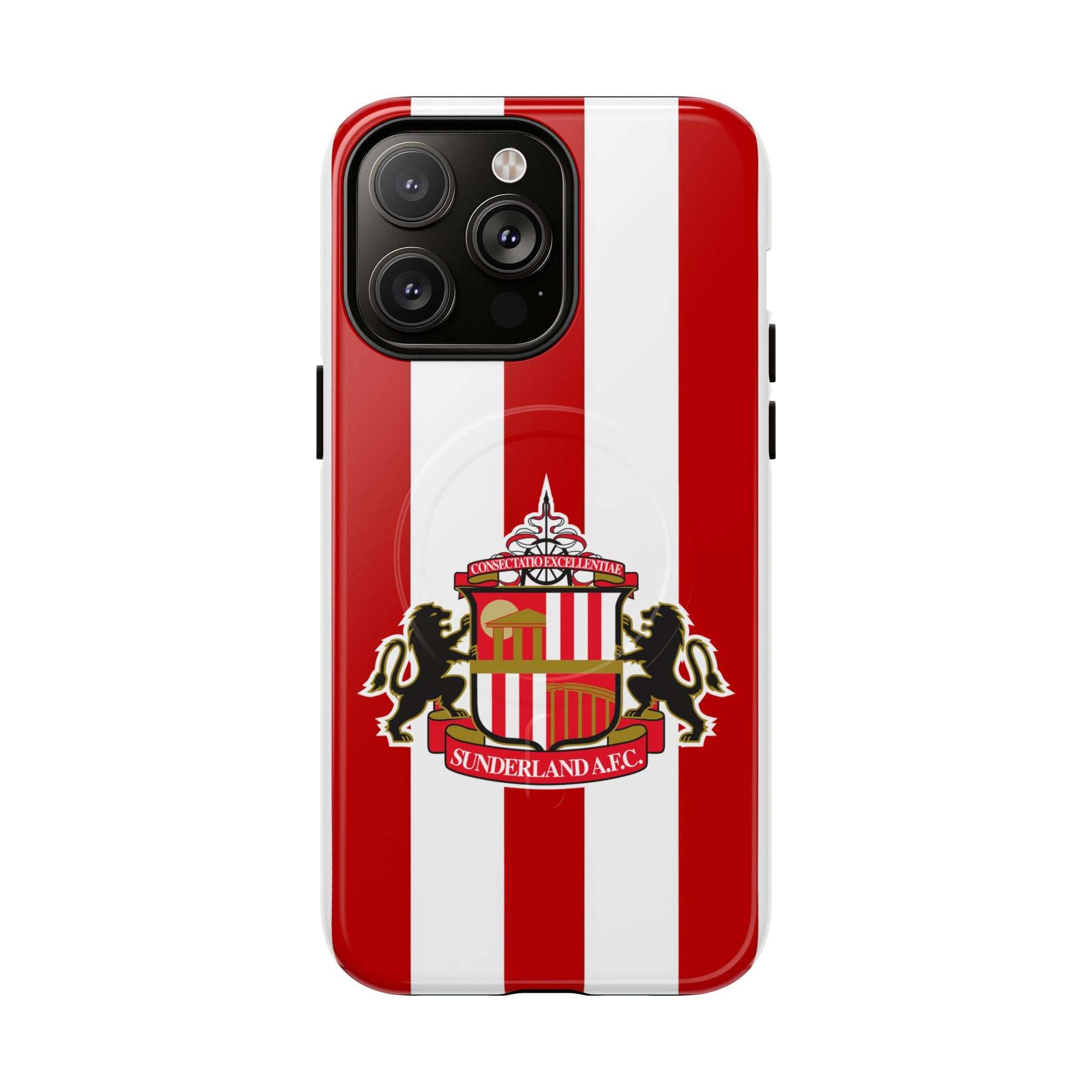 Sunderland FC MagSafe iPhone case with red and white colors and official-inspired crest for Black Cats fans
