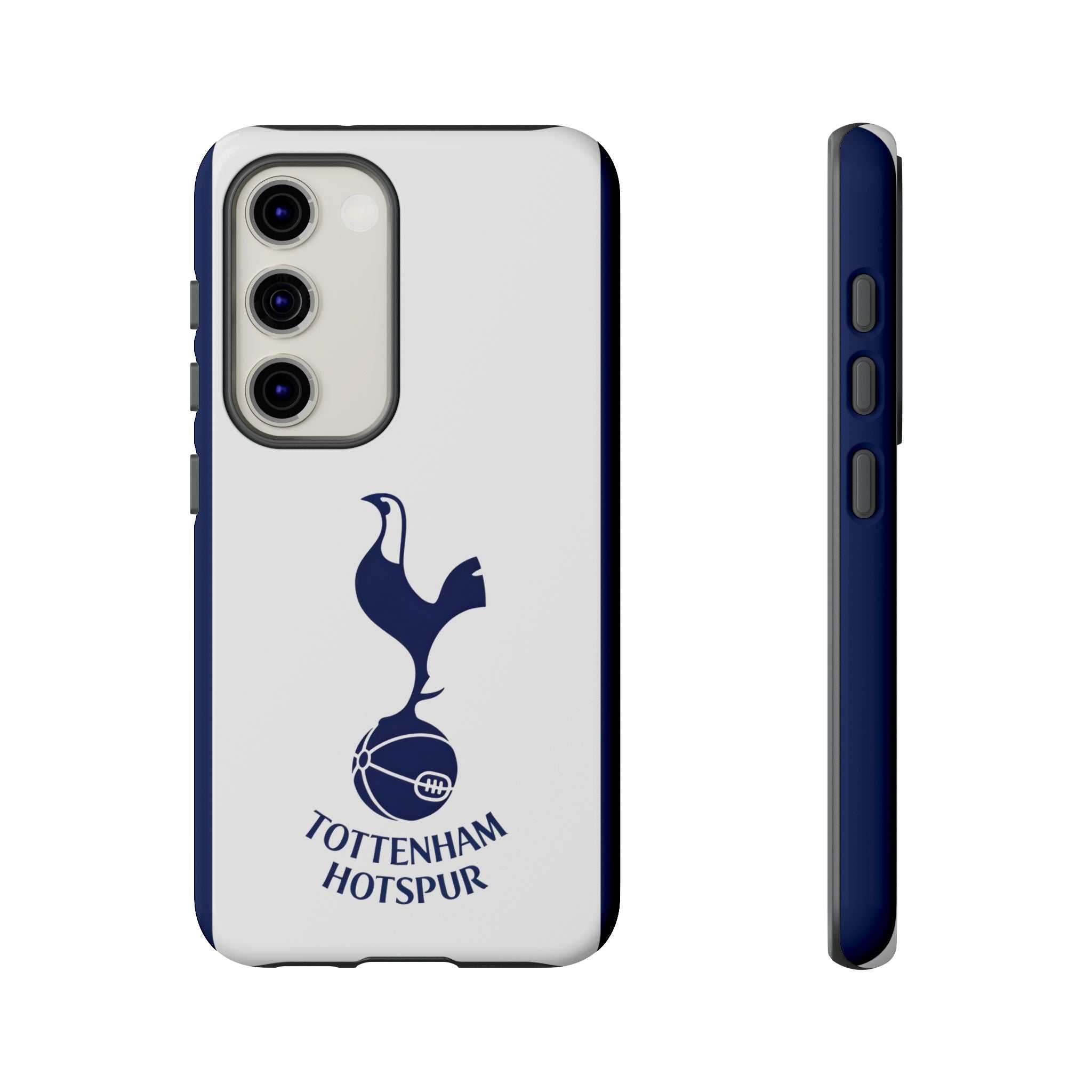 Tottenham FC magnetic Samsung phone case with white and navy colors and shock-absorbing dual-layer protection