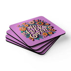 Colorful "No Fucks Given" coaster set with floral design, playful addition to any table.