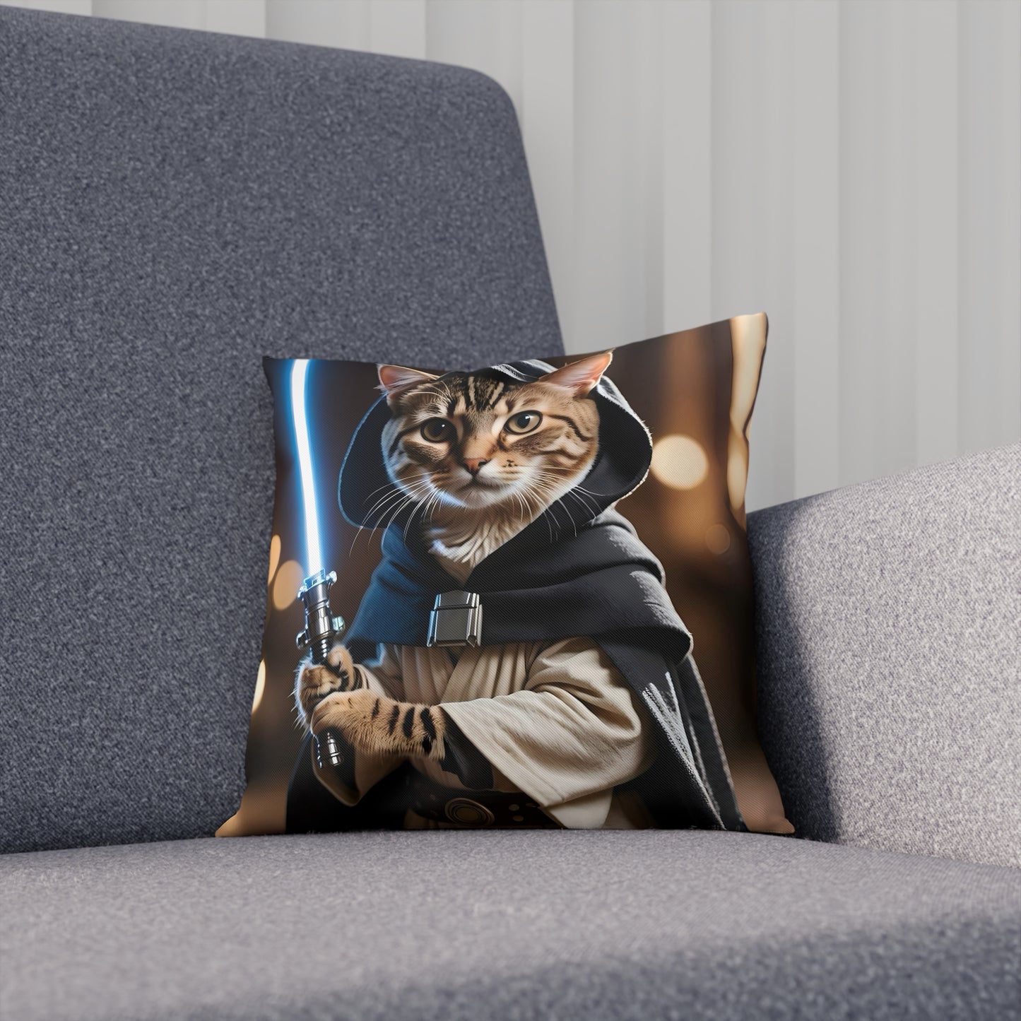 Jedi Cat Cotton Drill Square Cushion