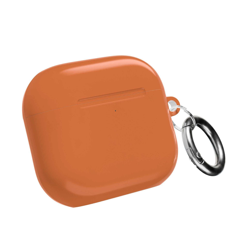Bold orange protective hard shell case for AirPods and AirPods Pro with keyring and glossy finish
