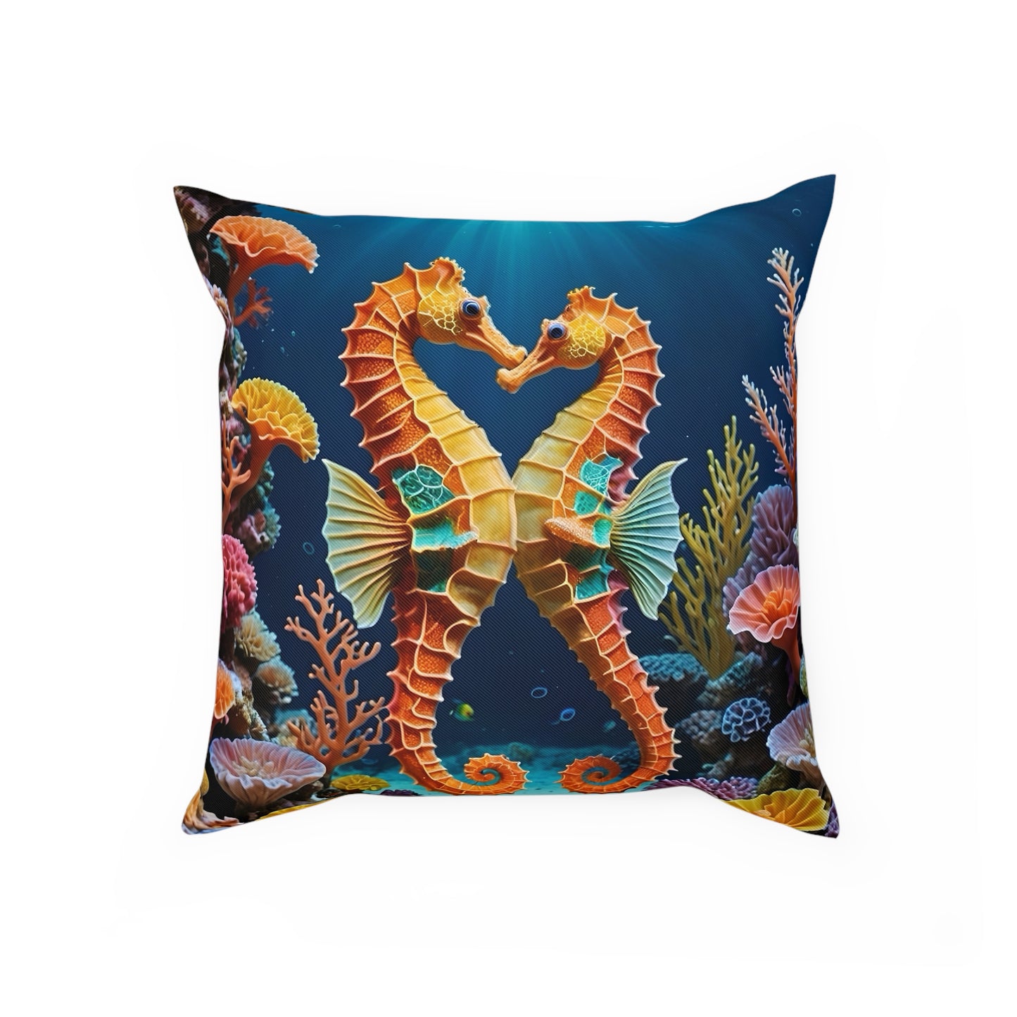 Seahorses Cotton Drill Square Cushion