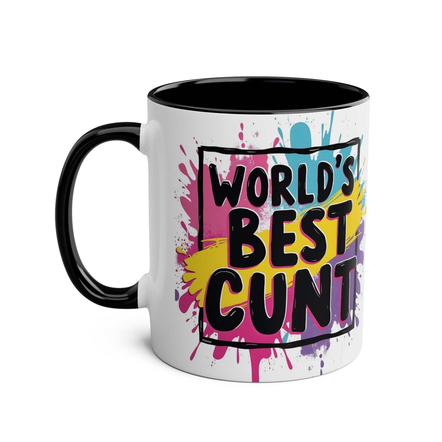 Cheeky Rude Ceramic Two Tone Mug with playful design, black handle, and glossy finish.