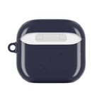 Deep blue hard shell protective case for AirPods and AirPods Pro with glossy finish and wireless charging compatibility