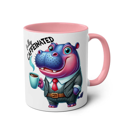 Fun Sarcastic Coffee Mug with Hippo Design, Pink Handle, 11oz Ceramic, Perfect for Coffee Lovers