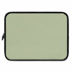 sage green neoprene laptop sleeve with soft foam lining and dual zipper protection