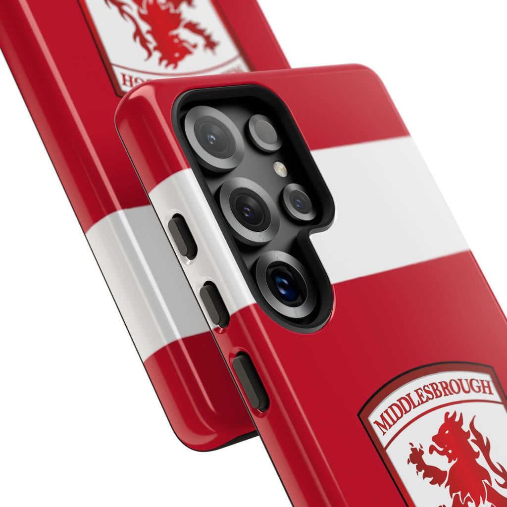 Middlesbrough Magnetic Samsung Case with red colors and official-inspired crest for fan protection and wireless charging