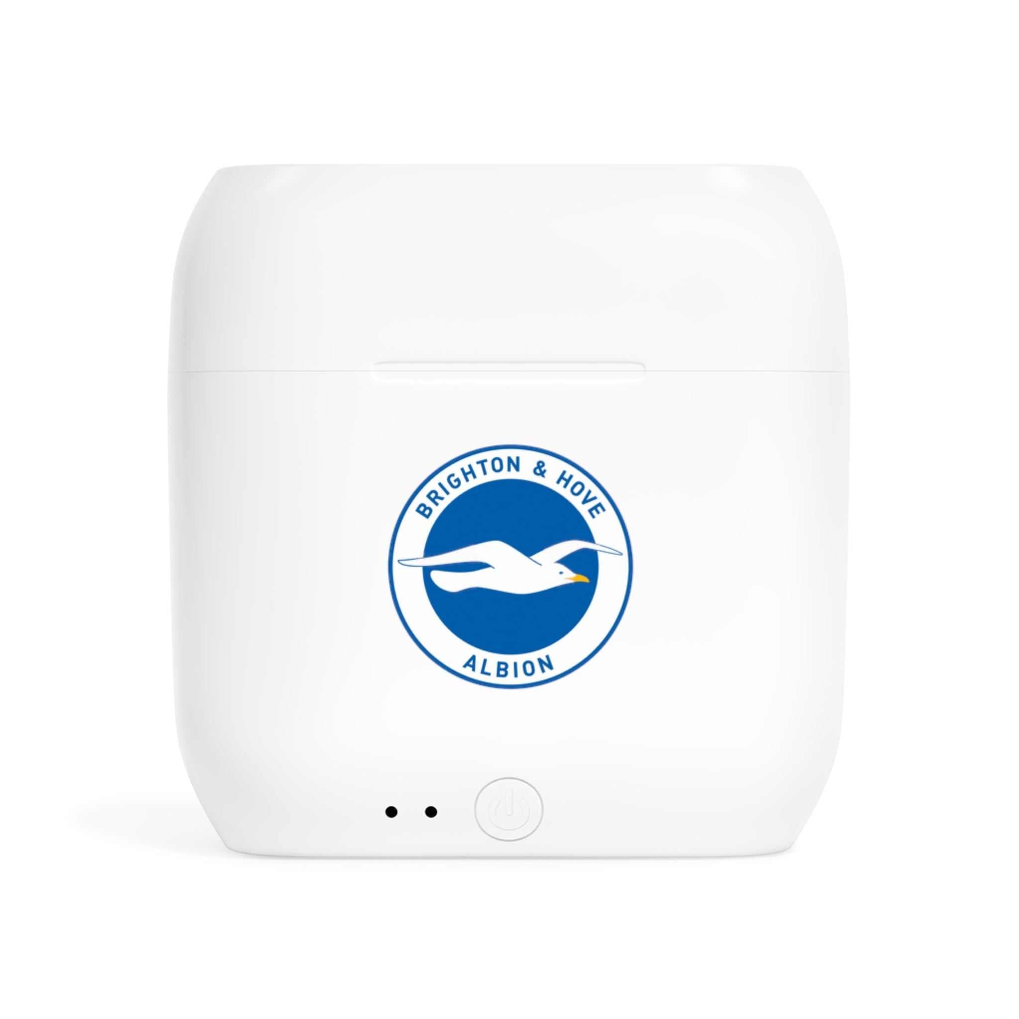 Brighton Fc wireless earbuds charging case with fan-inspired club crest design
