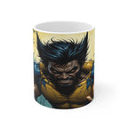 Wolverine-inspired superhero coffee mug with fierce comic design, 11oz ceramic, glossy finish, microwave and dishwasher safe