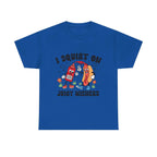 I Squirt On Juicy Wieners T-Shirt with bold, cheeky design for BBQs and parties