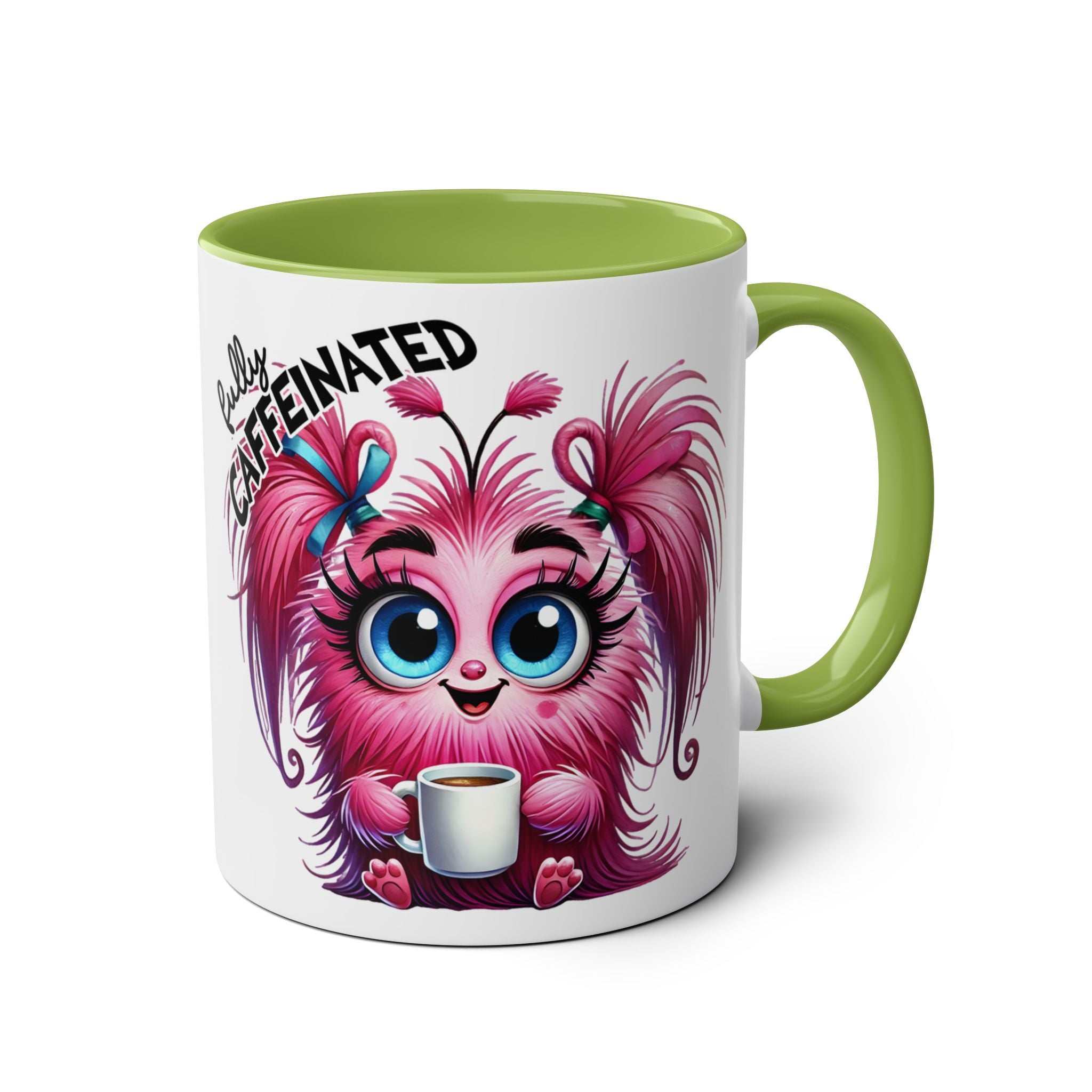 Fun Sarcastic Coffee Mug with Cartoon Design and Green Handle
