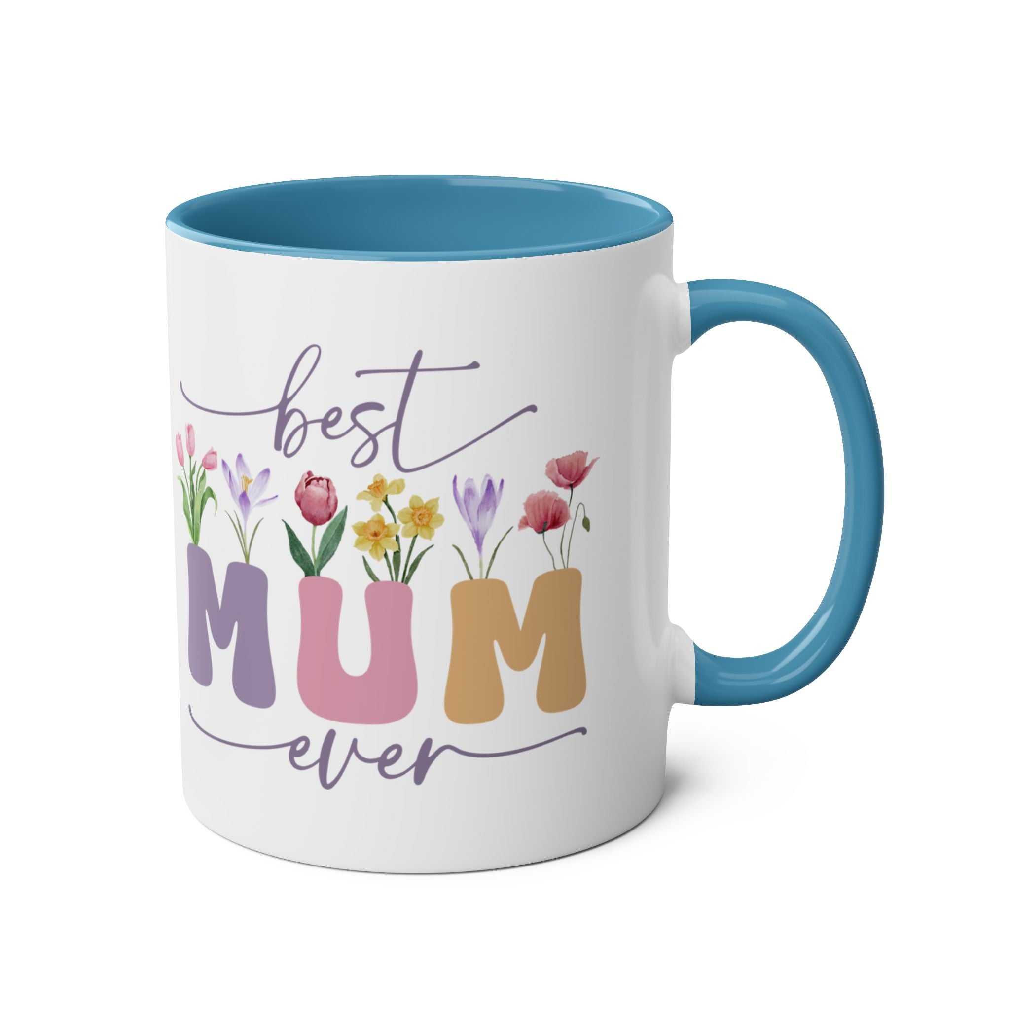 Best Mum Ever Mother's Day gift mug with floral design, ceramic, 11oz, glossy finish.
