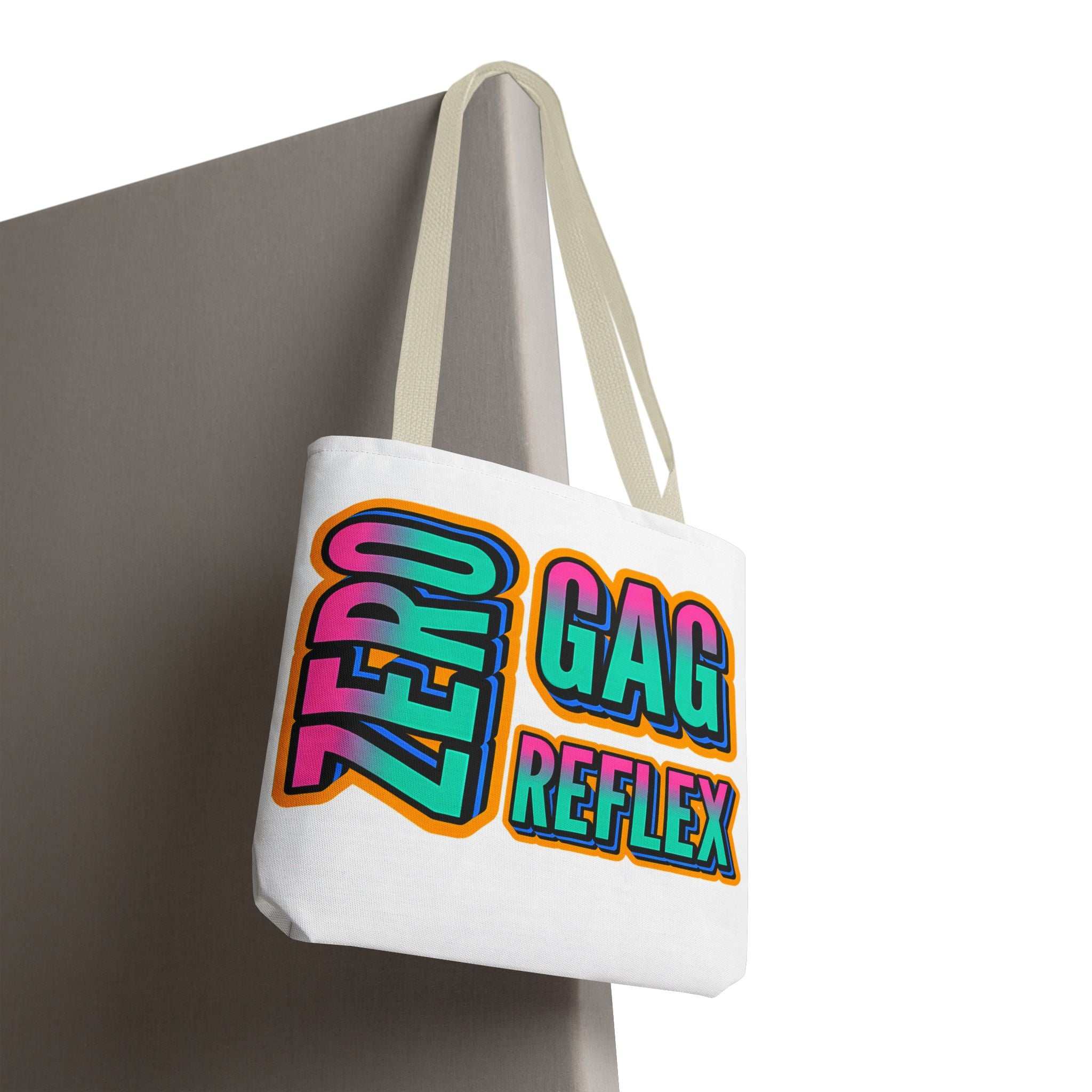 Zero Gag Reflex Tote Bag with cheeky design, durable spun polyester, multiple sizes and handle colors
