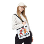 Cheeky Juicy Wieners Fun Tote Bag with hot dog print and cotton straps