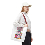 Fun Unicorn Travel Tote Bag with cheeky design and colorful handles made of durable spun polyester