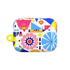 Bright geometric print AirPods Pro protective hard shell case with vibrant colors and glossy finish