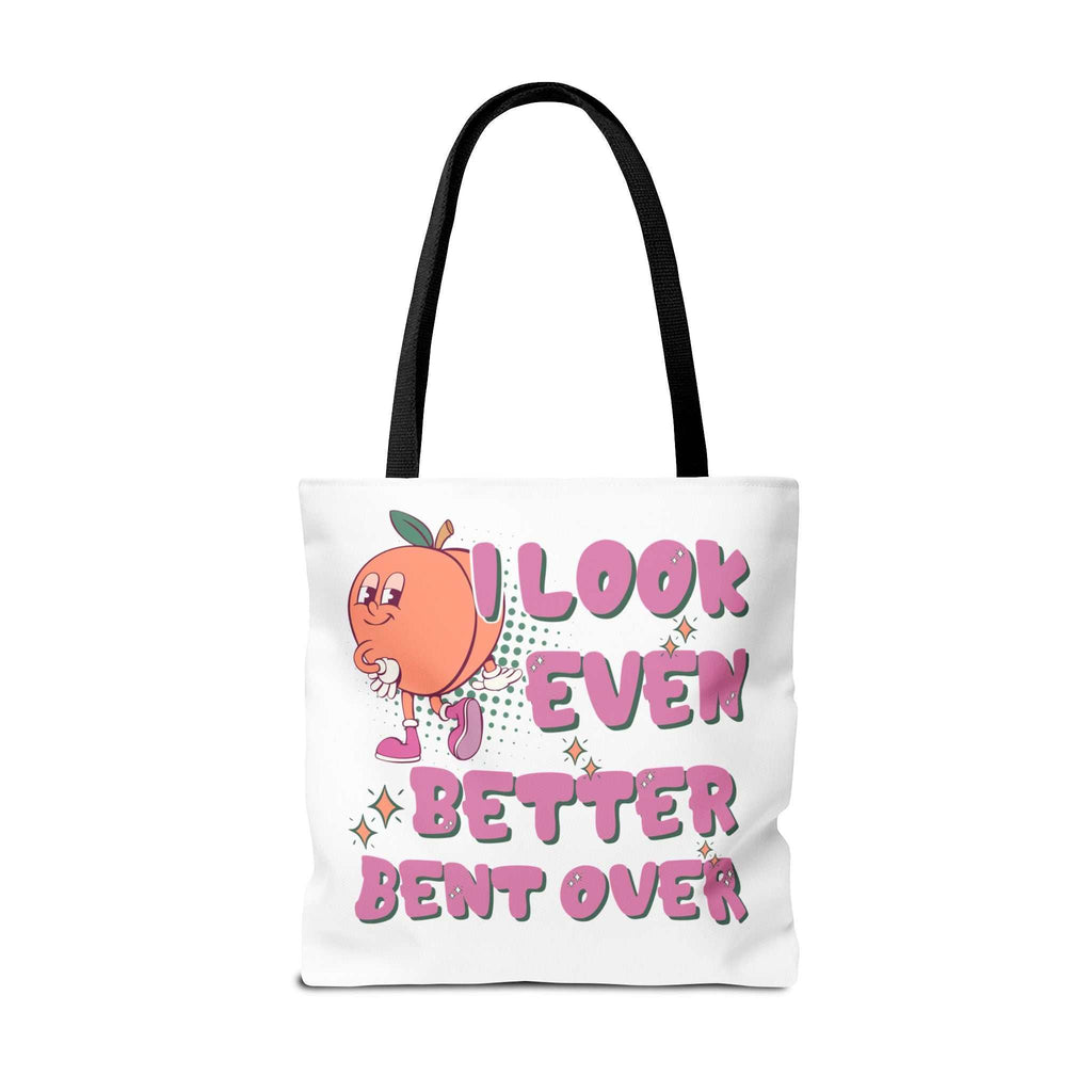 Even Better Bent Over Tote Bag with cheeky design and colorful handles