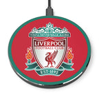 Liverpool FC Wireless Charger with red club crest and durable aluminium casing for fast 10W Qi phone charging