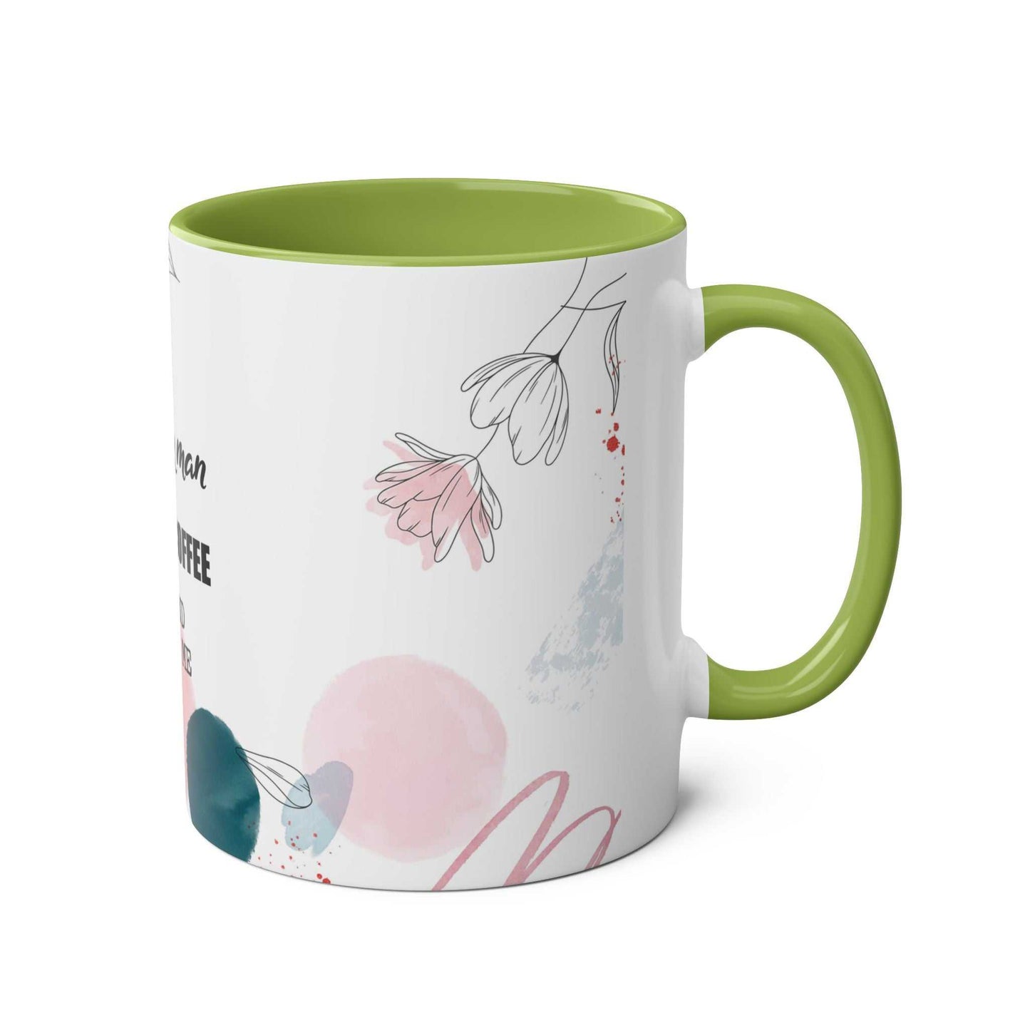 Cheeky Fun Valentines Mug with floral design, green interior and handle, ceramic, dishwasher and microwave safe.