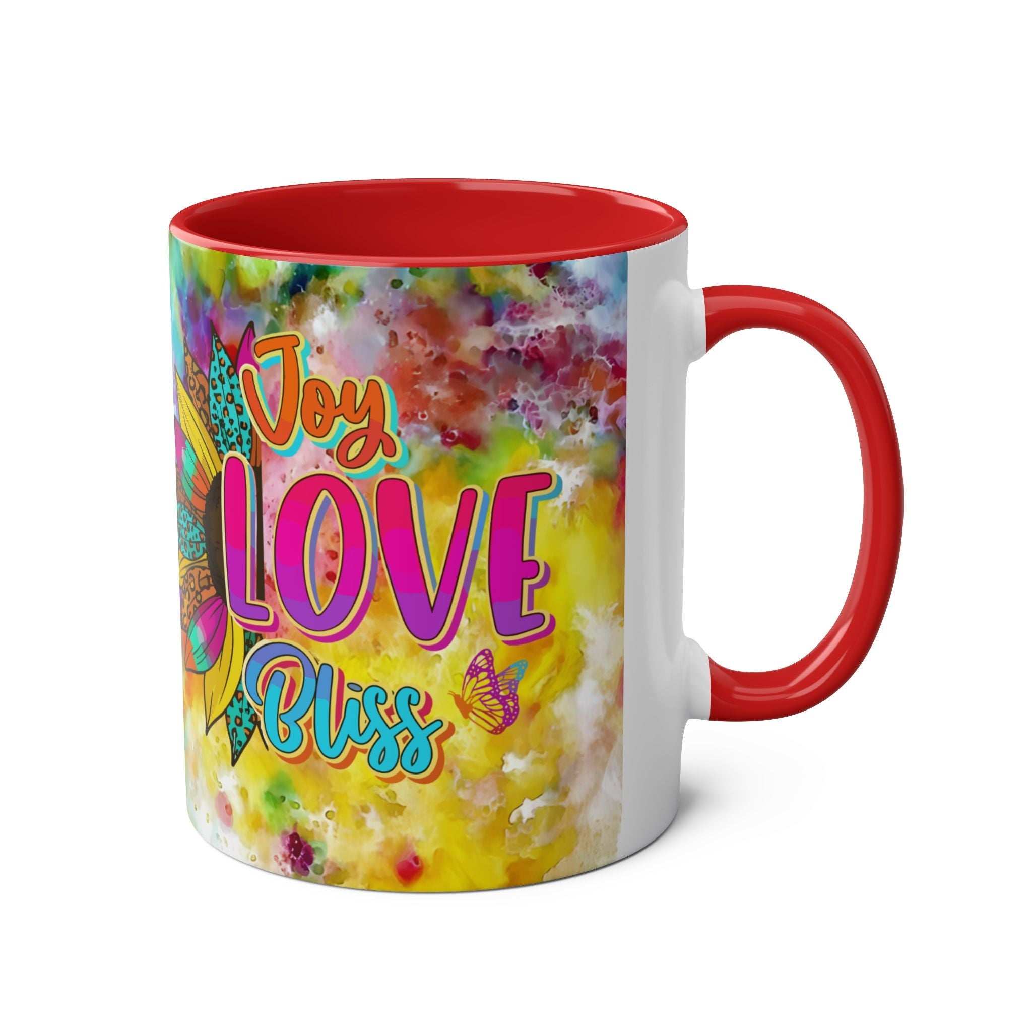 LGBTQ+ Pride Mug with vibrant rainbow design and positive message.