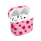 Pink Hearts AirPods case with durable glossy hard shell and protective red heart design