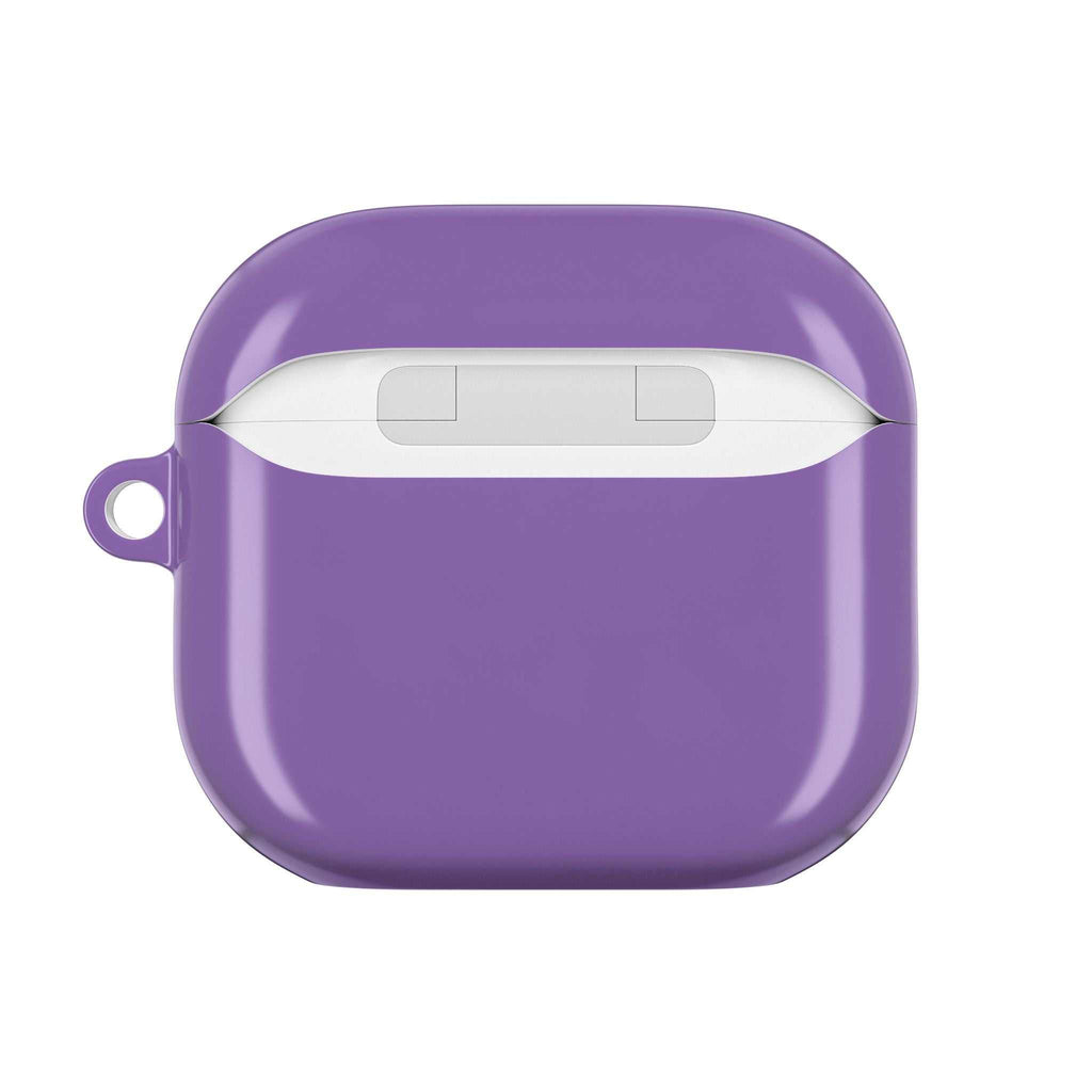 Purple AirPods/Pro protective hard shell case with glossy finish and wireless charging compatibility