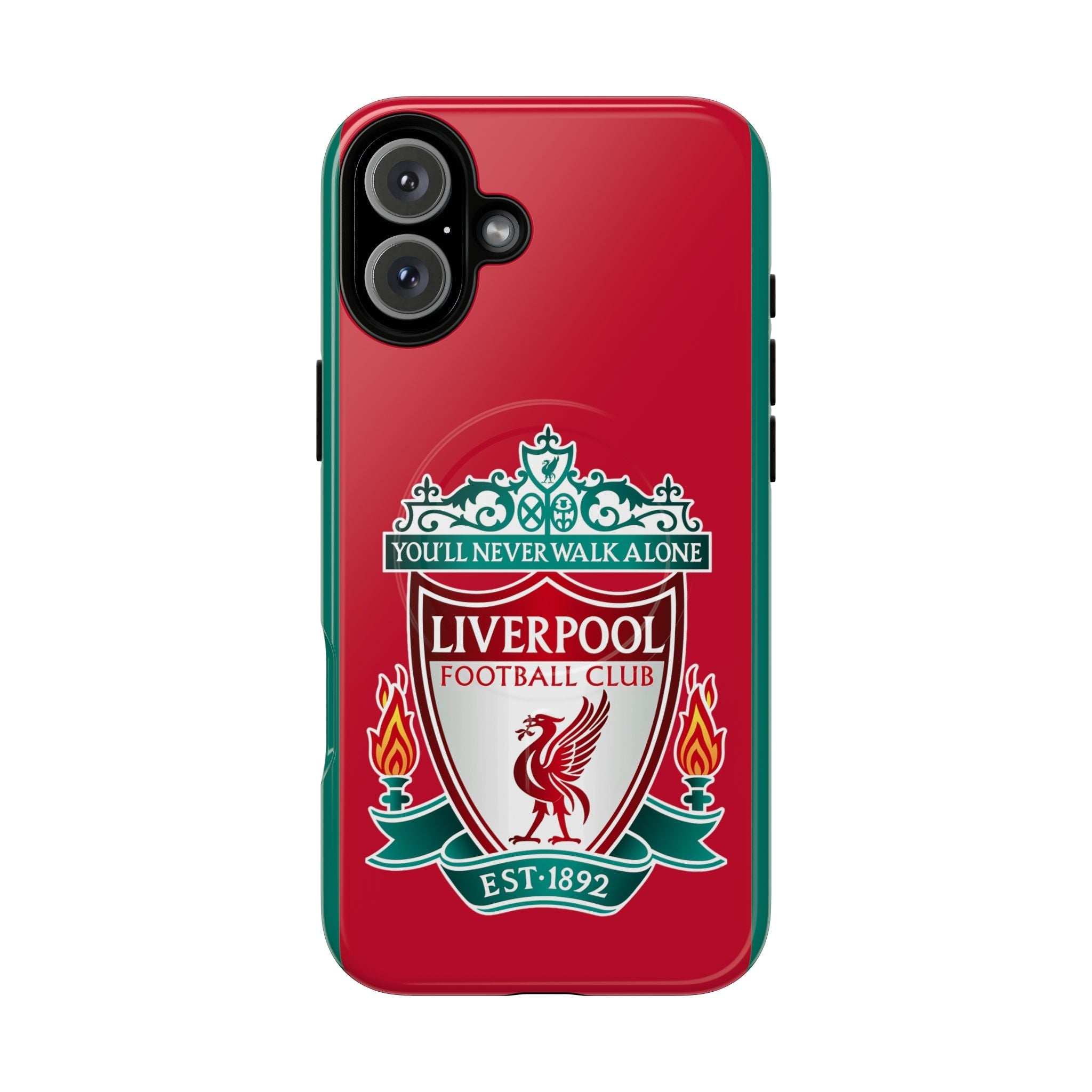 Liverpool FC MagSafe red iPhone case with official-inspired crest and dual-layer protection
