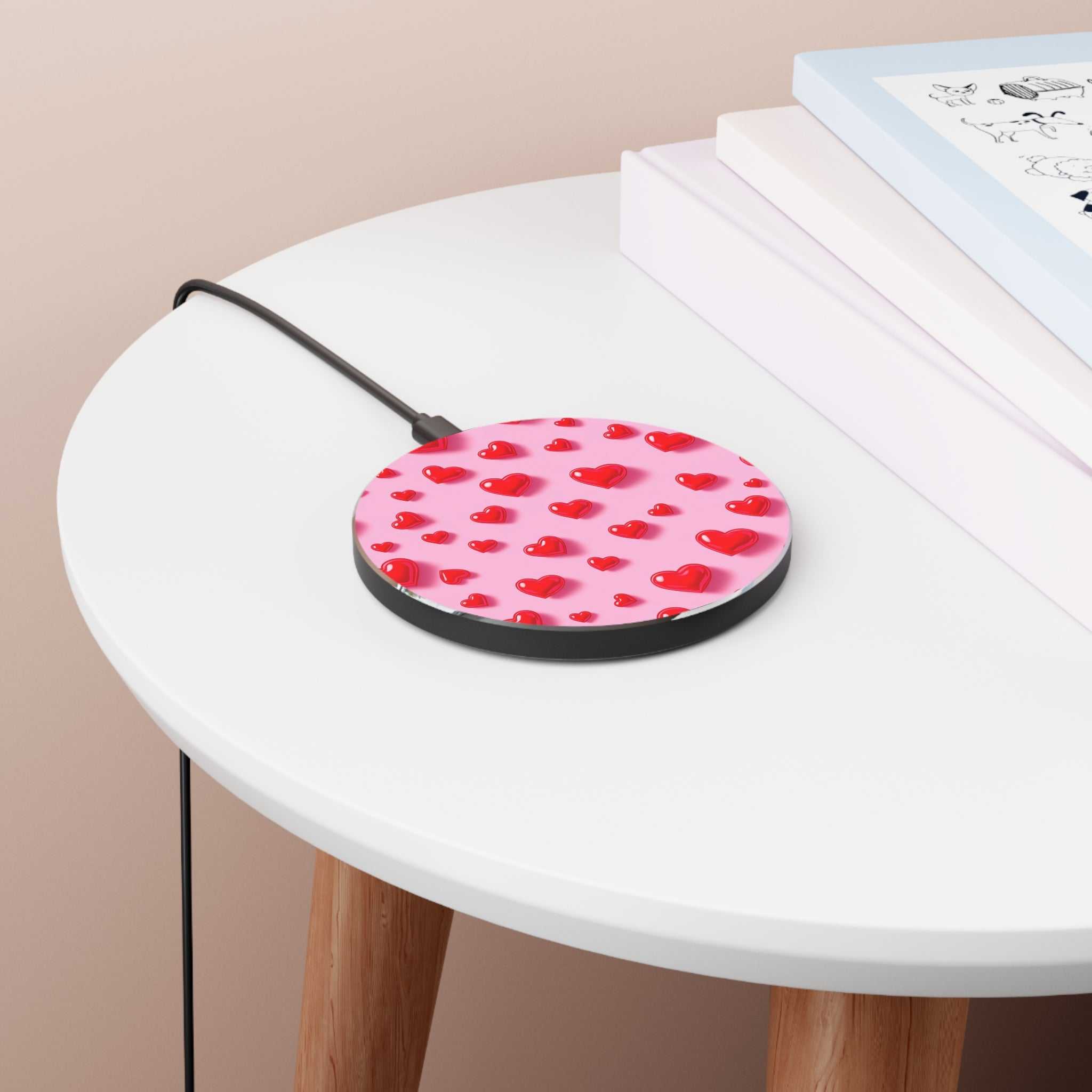 Pink Hearts Design Wireless Charger