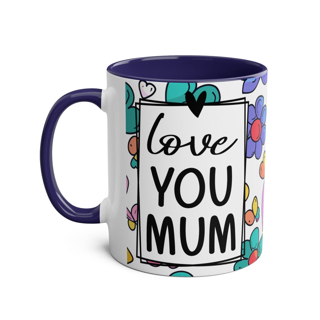 Love You Mum Floral Mug with floral and heart design, glossy finish, 11oz ceramic, microwave and dishwasher safe gift for Mum