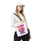 Lick Me Till Ice Cream Tote Bag with cheeky design, durable spun polyester, multiple sizes and handle colors