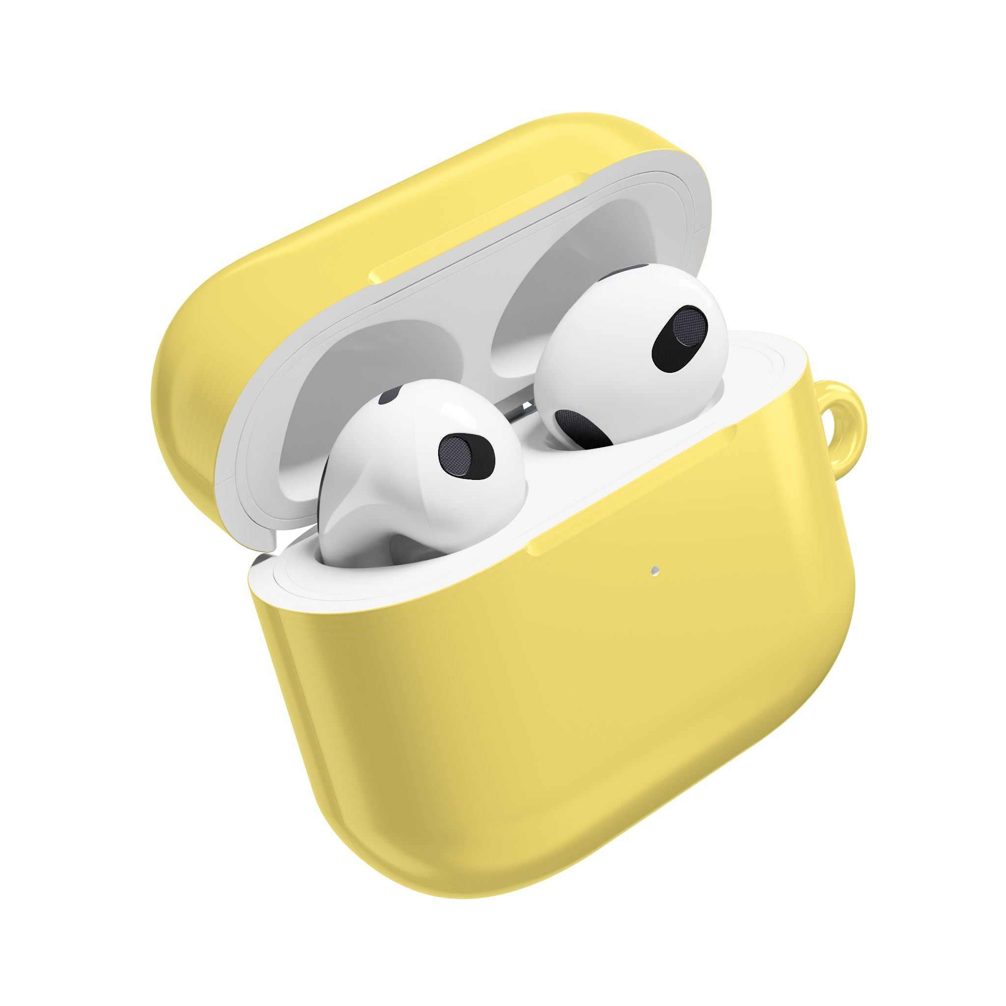Lemon yellow hard shell protective case for AirPods and AirPods Pro with glossy finish and wireless charging compatibility