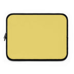 Lemon yellow neoprene laptop sleeve with soft foam lining and dual zipper, lightweight and waterproof protection for laptops.